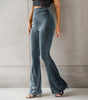 Pantalon en Velours Côtelé Taille Haute et Coupe Flare pour Femme