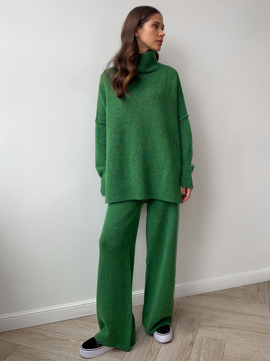 Ensemble pull à col roulé avec pantalon pour femme