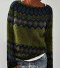 Pull Oversize Jacquard à Col Rond et Manches Longues pour Femme