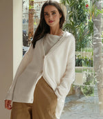 Cardigan Oversize Femme à Manches Longues et Col V avec Boutons