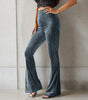 Pantalon en Velours Côtelé Taille Haute et Coupe Flare pour Femme