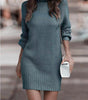 Robe Pull Courte Moulante à Manches Longues et Col Montant pour Femme