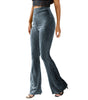 Pantalon en Velours Côtelé Taille Haute et Coupe Flare pour Femme