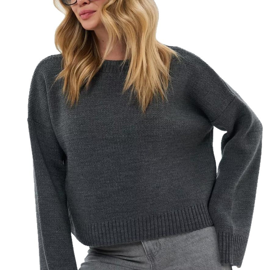Pull Oversize à Col Montant Côtelé pour Femme