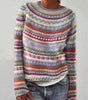 Pull Oversize Jacquard à Col Rond et Manches Longues pour Femme