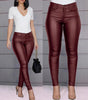 Pantalon Taille Haute en Simili Cuir Coupe Slim pour Femme