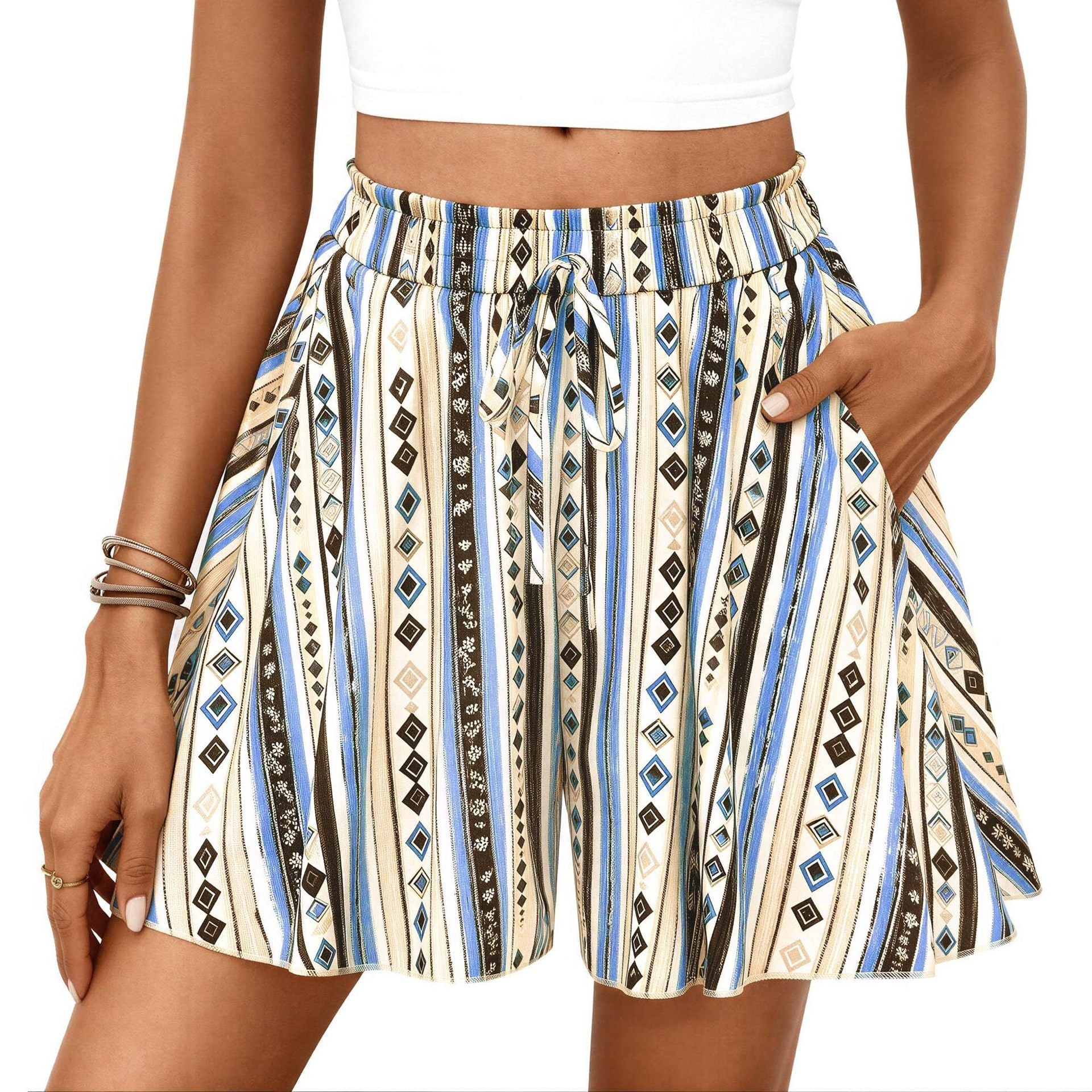 Short Ample à Pois avec Taille Élastique pour Femme | Idéal pour l'Été