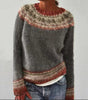 Pull Oversize Jacquard à Col Rond et Manches Longues pour Femme