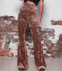 Pantalon Large à Taille Haute et Brillant pour Femme
