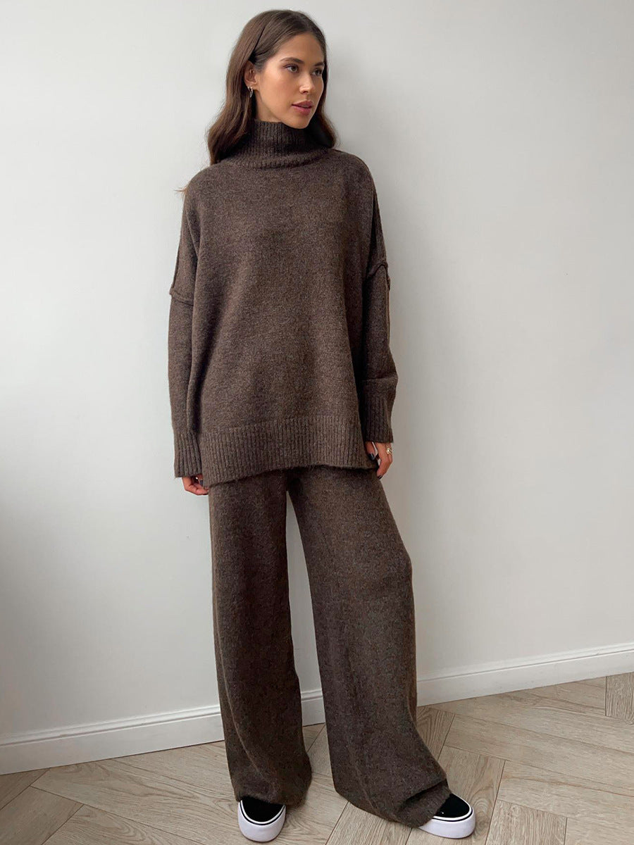 Ensemble pull à col roulé avec pantalon pour femme