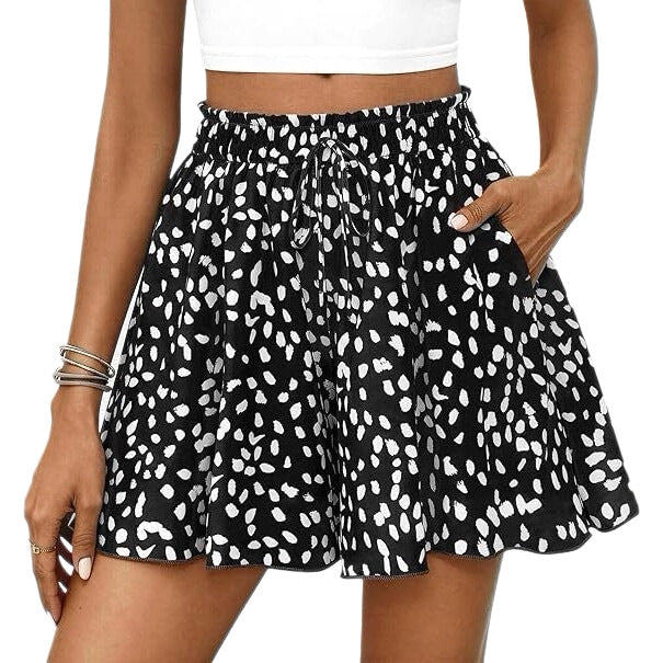 Short Ample à Pois avec Taille Élastique pour Femme | Idéal pour l'Été