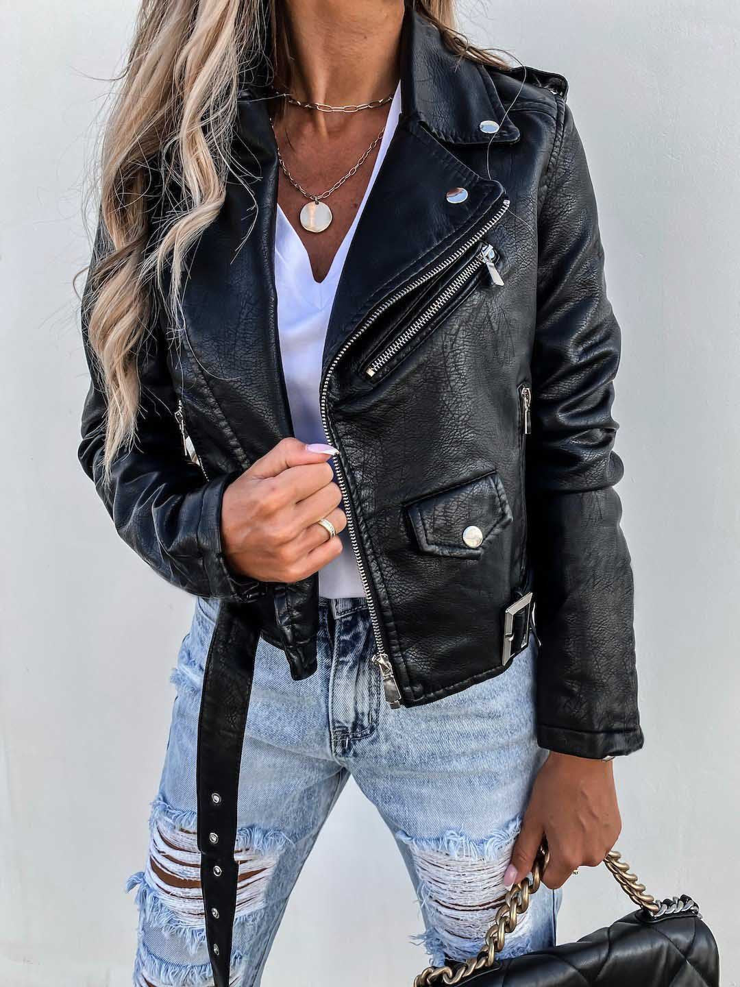 Veste Urbaine Chic en Faux Cuir pour Femmes