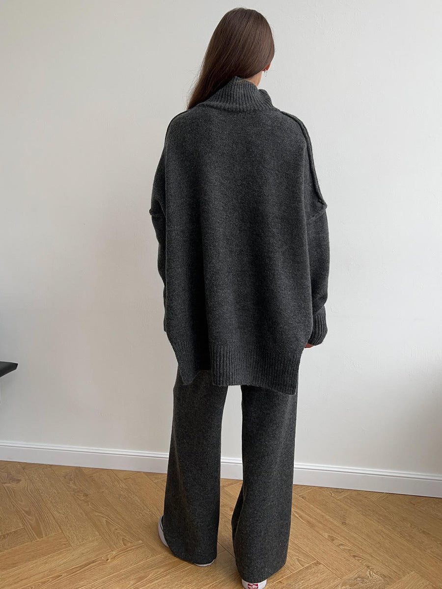 Ensemble pull à col roulé avec pantalon pour femme