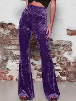 Pantalon Large à Taille Haute et Brillant pour Femme