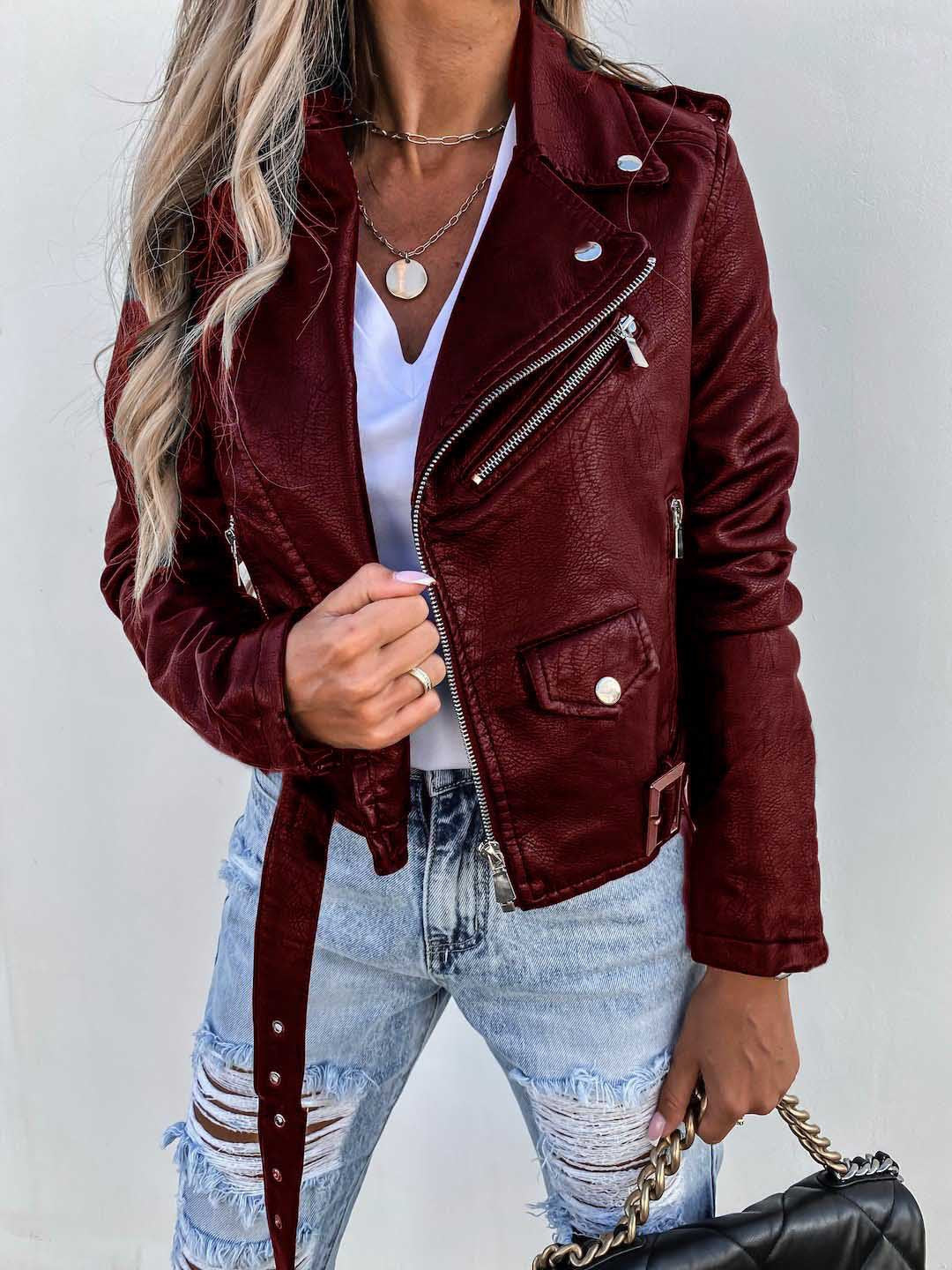Veste Urbaine Chic en Faux Cuir pour Femmes