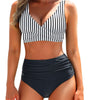 Bikini à Taille Haute avec Haut Ajusté pour Femme