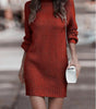 Robe Pull Courte Moulante à Manches Longues et Col Montant pour Femme