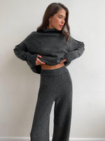 Ensemble pull à col roulé avec pantalon pour femme