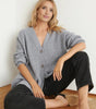 Cardigan Oversize Femme à Manches Longues et Col V avec Boutons