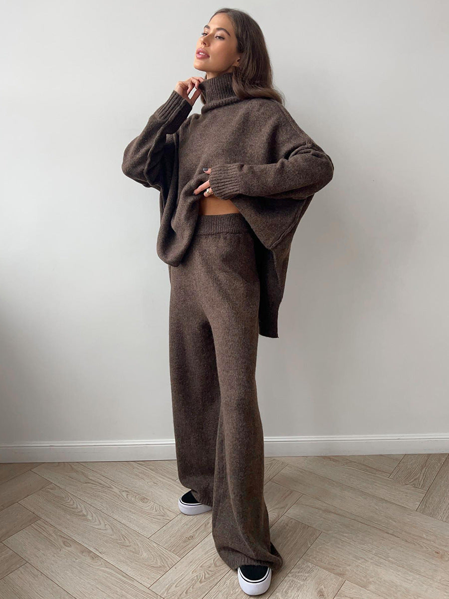 Ensemble pull à col roulé avec pantalon pour femme