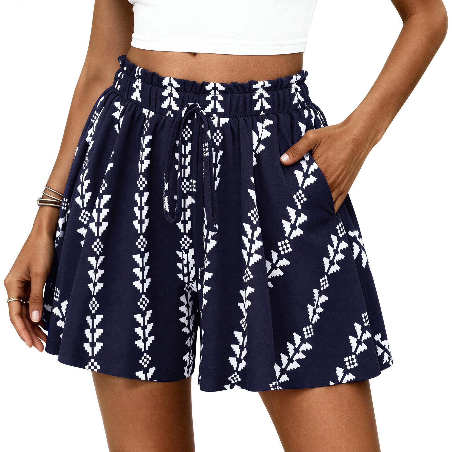Short Ample à Pois avec Taille Élastique pour Femme | Idéal pour l'Été