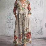 Robe Longue à Motif Floral pour Femmes
