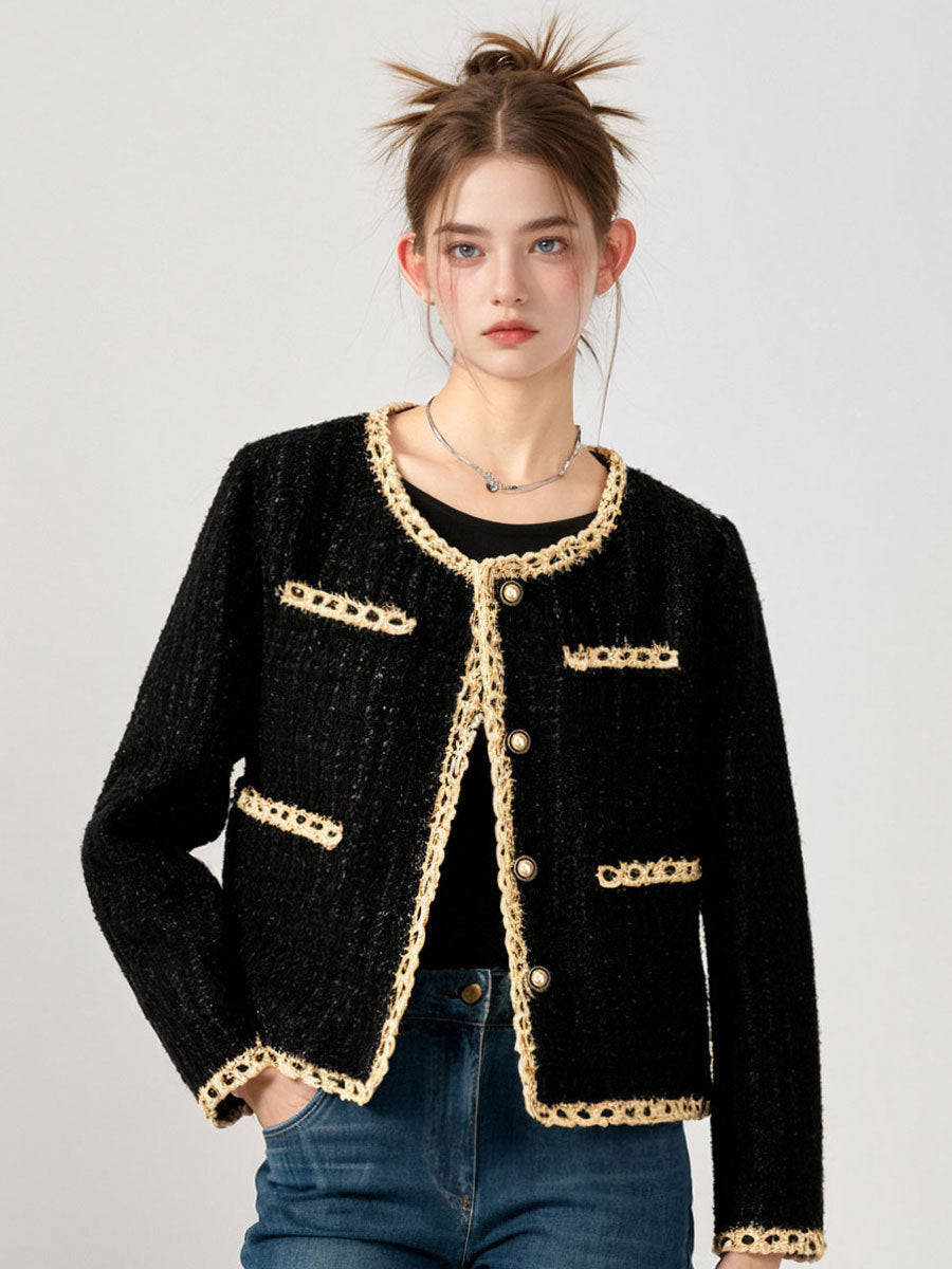 Veste Élégante Boutonnée Noire pour Femmes