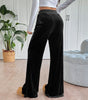 Pantalon Large en Velours à Taille Élastique pour Femme