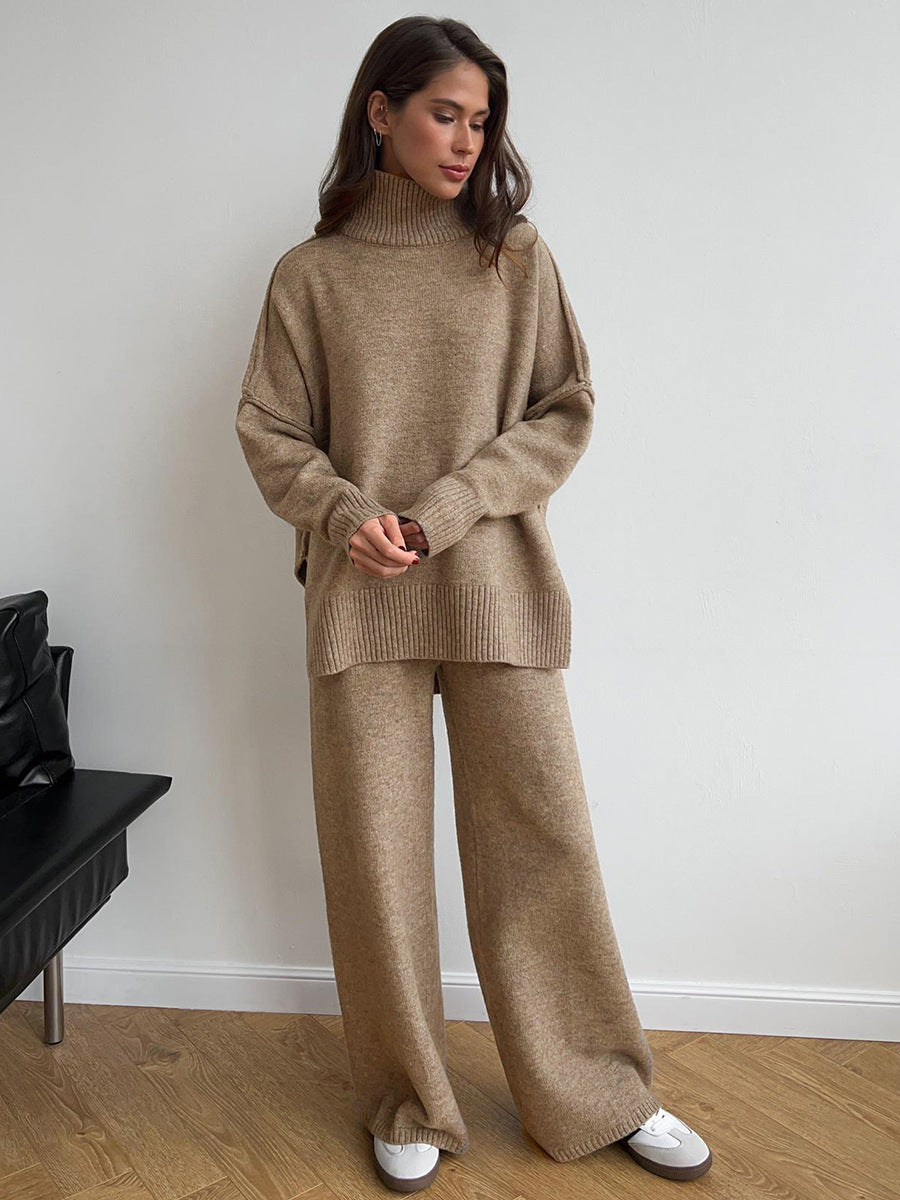 Ensemble pull à col roulé avec pantalon pour femme