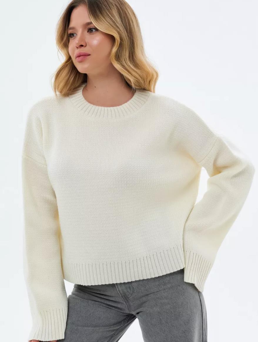 Pull Oversize à Col Montant Côtelé pour Femme