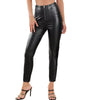 Pantalon Taille Haute Moulant en Simili Cuir avec Zip pour Femme