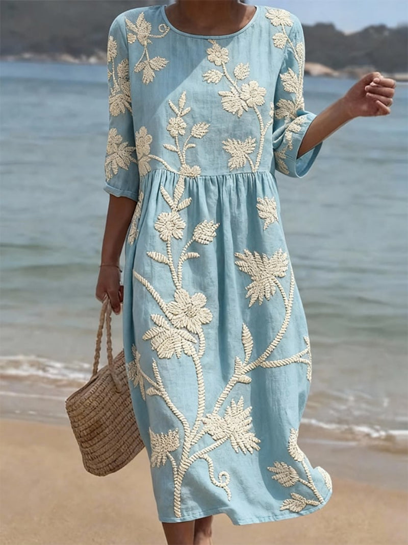 Robe Midi Brodée pour Femme | Idéale pour le Quotidien