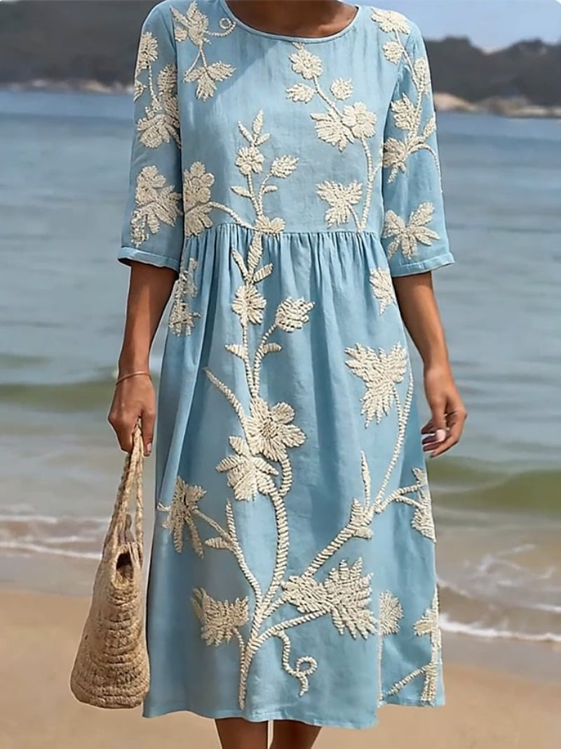 Robe Midi Brodée pour Femme | Idéale pour le Quotidien