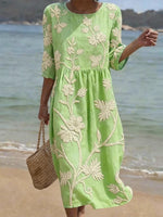 Robe Midi Brodée pour Femme | Idéale pour le Quotidien