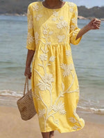 Robe Midi Brodée pour Femme | Idéale pour le Quotidien