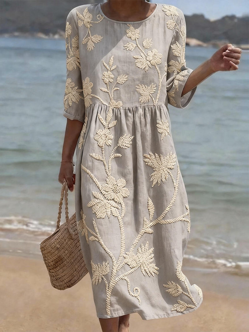 Robe Midi Brodée pour Femme | Idéale pour le Quotidien