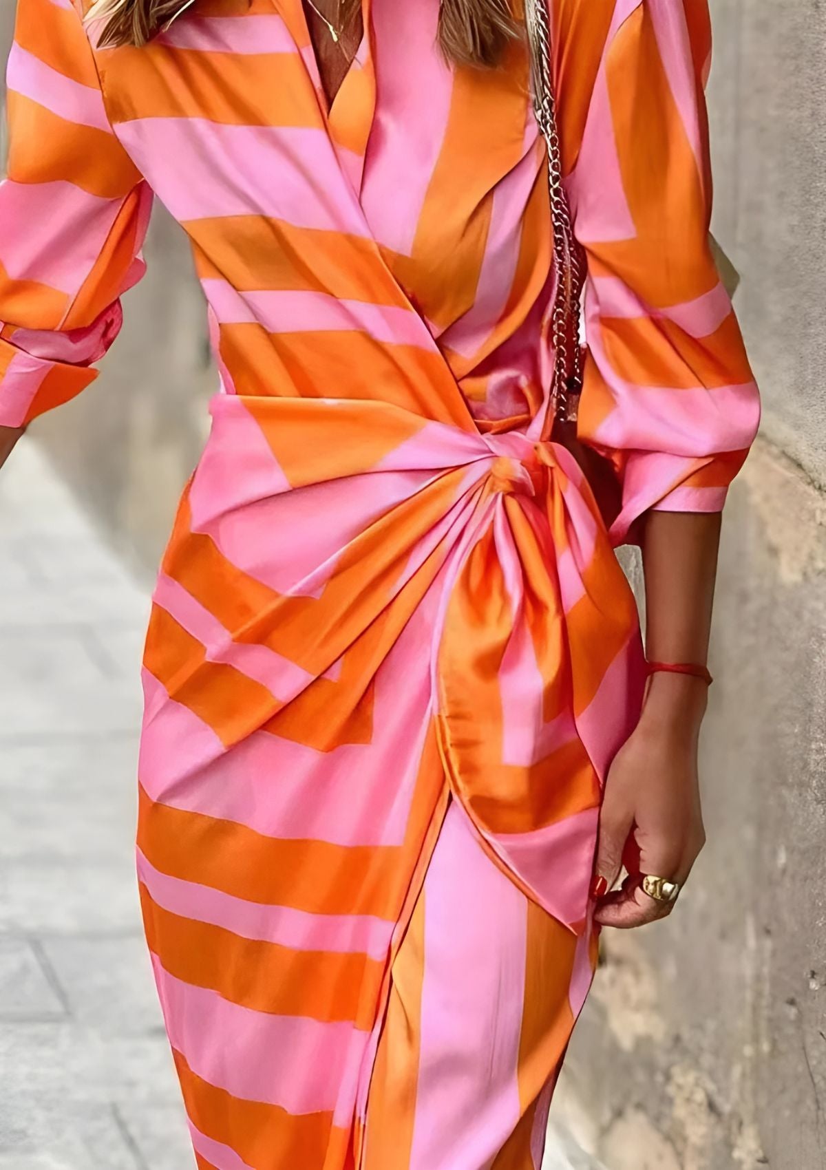 Robe Portefeuille Imprimée à Encolure en V pour Femme | Idéale pour les Sorties