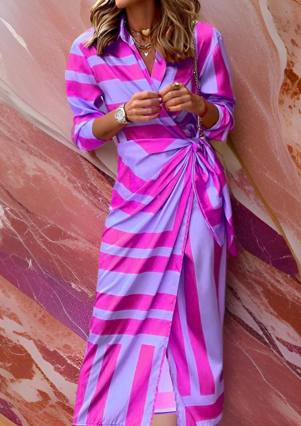 Robe Portefeuille Imprimée à Encolure en V pour Femme | Idéale pour les Sorties