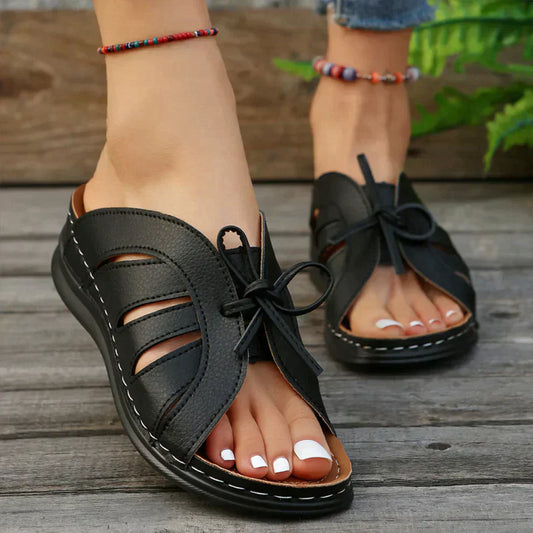 Sandales Ouvertes avec Lacets Réglables pour Femmes