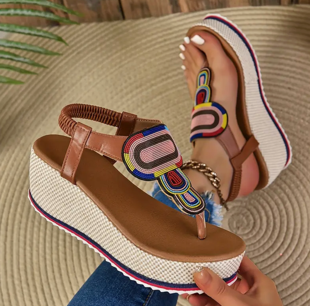Sandales Confortables à Motif Géométrique pour Femmes