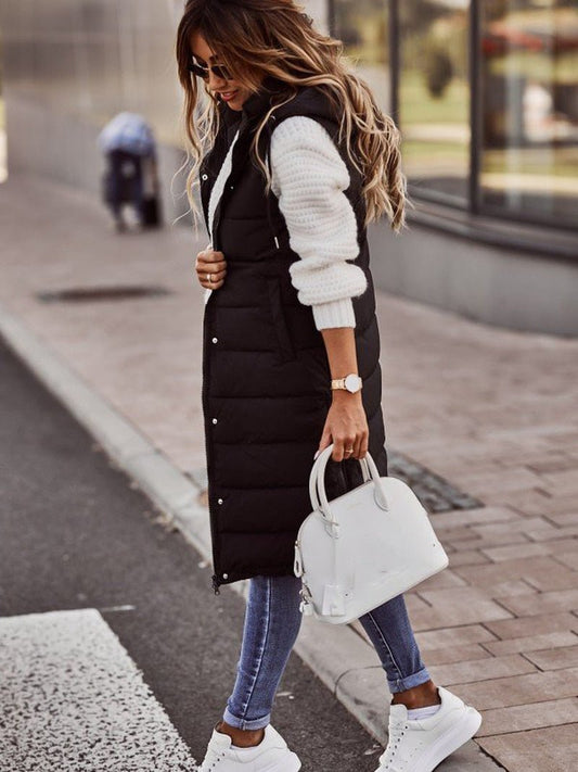 Gilet Long Matelassé Élégant pour Femmes