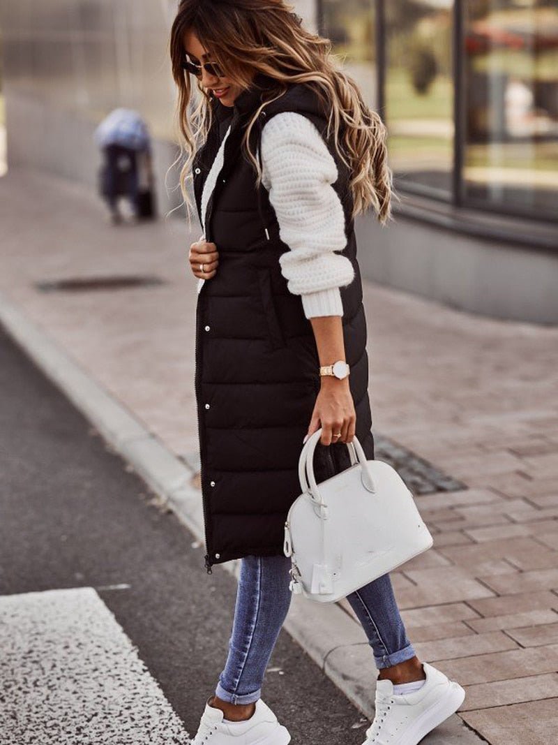 Gilet Matelassé Mi-Long pour Femmes