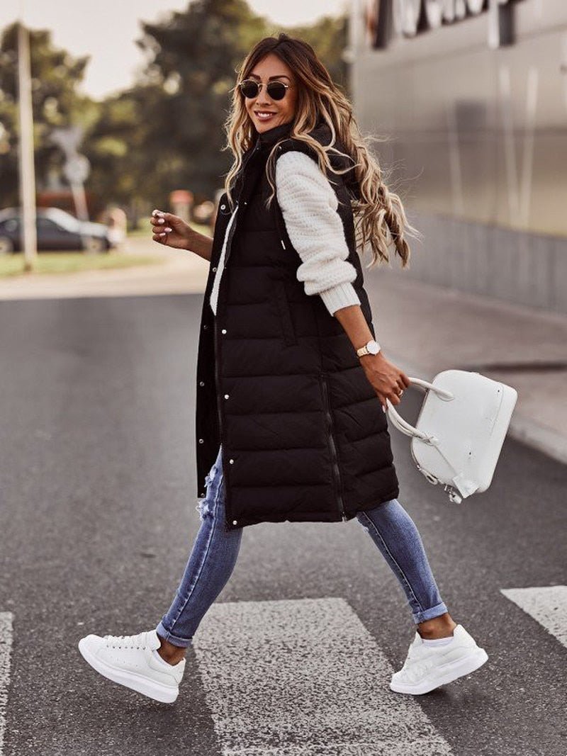 Gilet Matelassé Mi-Long pour Femmes