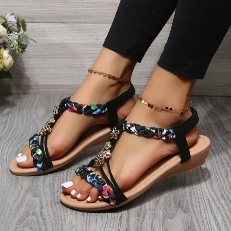 Sandales Plates Design Tressé pour Femmes