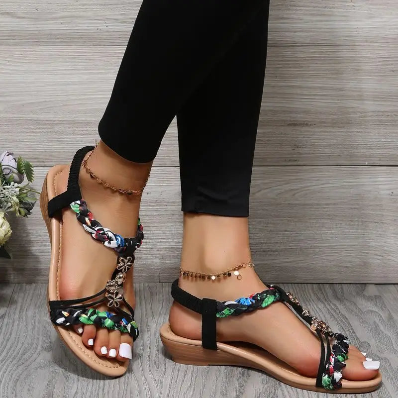 Sandales Plates Design Tressé pour Femmes