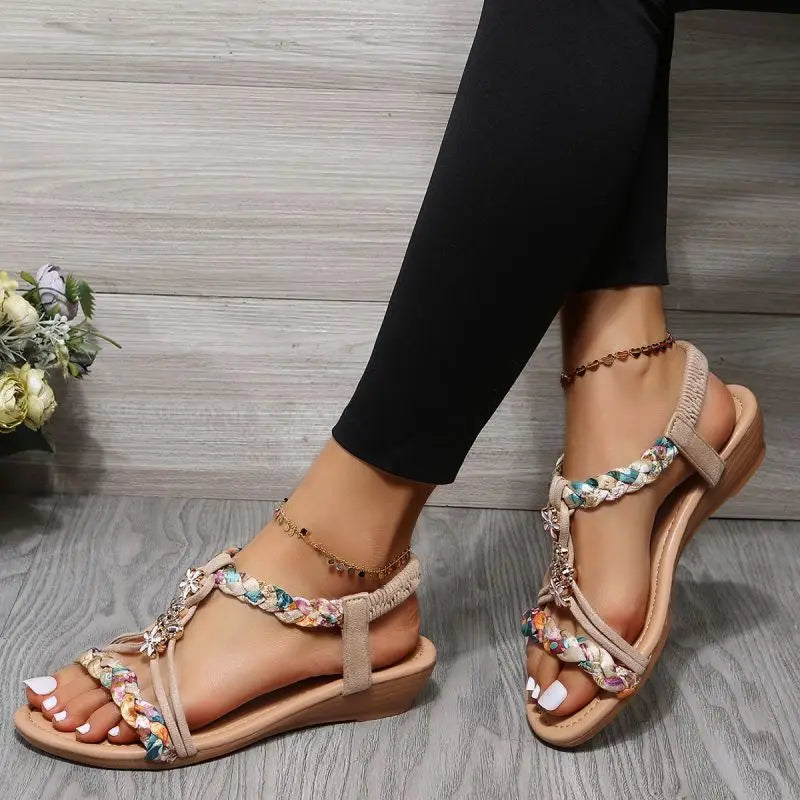 Sandales Plates Design Tressé pour Femmes