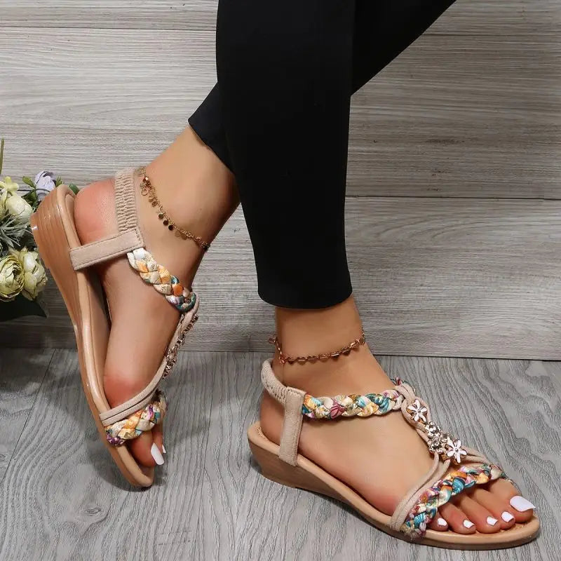 Sandales Plates Design Tressé pour Femmes