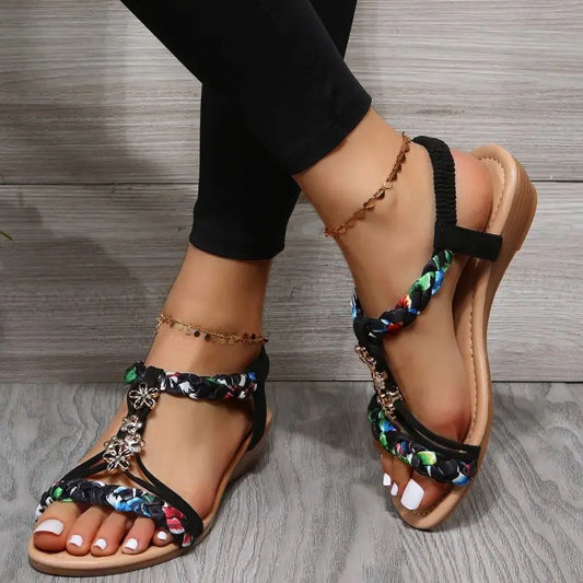 Sandales Plates Design Tressé pour Femmes