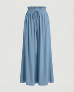 Pantalon Palazzo Fluide et Large à Taille Haute pour Femme