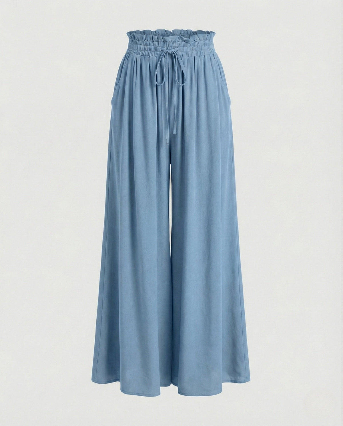 Pantalon Palazzo Fluide et Large à Taille Haute pour Femme